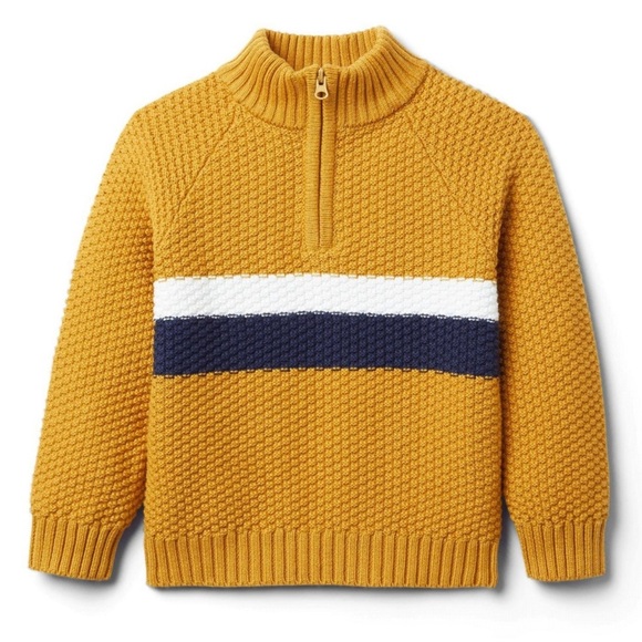 Janie and Jack Textured Stripe Sweater Harvest Gold - Picture 1 of 10